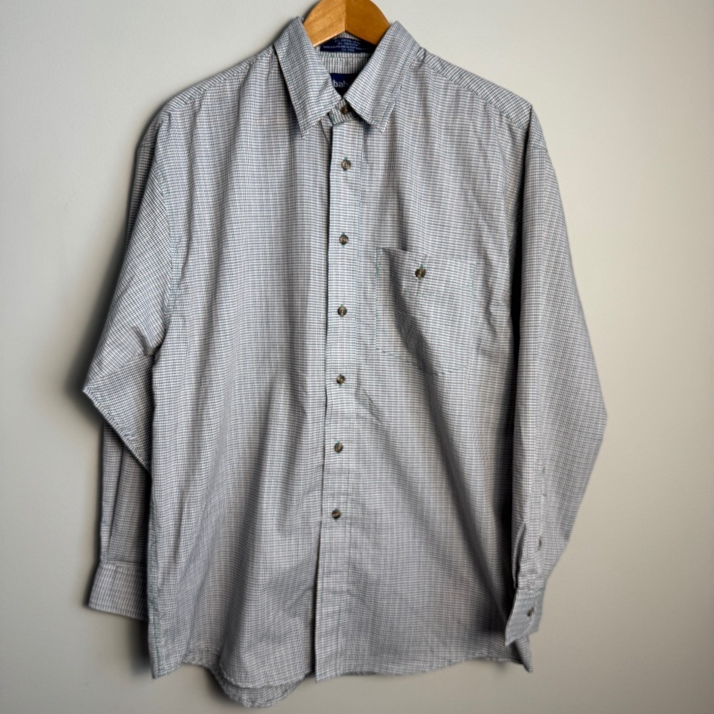 BAHAMA Men's Long‎ Sleeve Micro-Check Long Sleeve Button Up Shirt Multicolor M